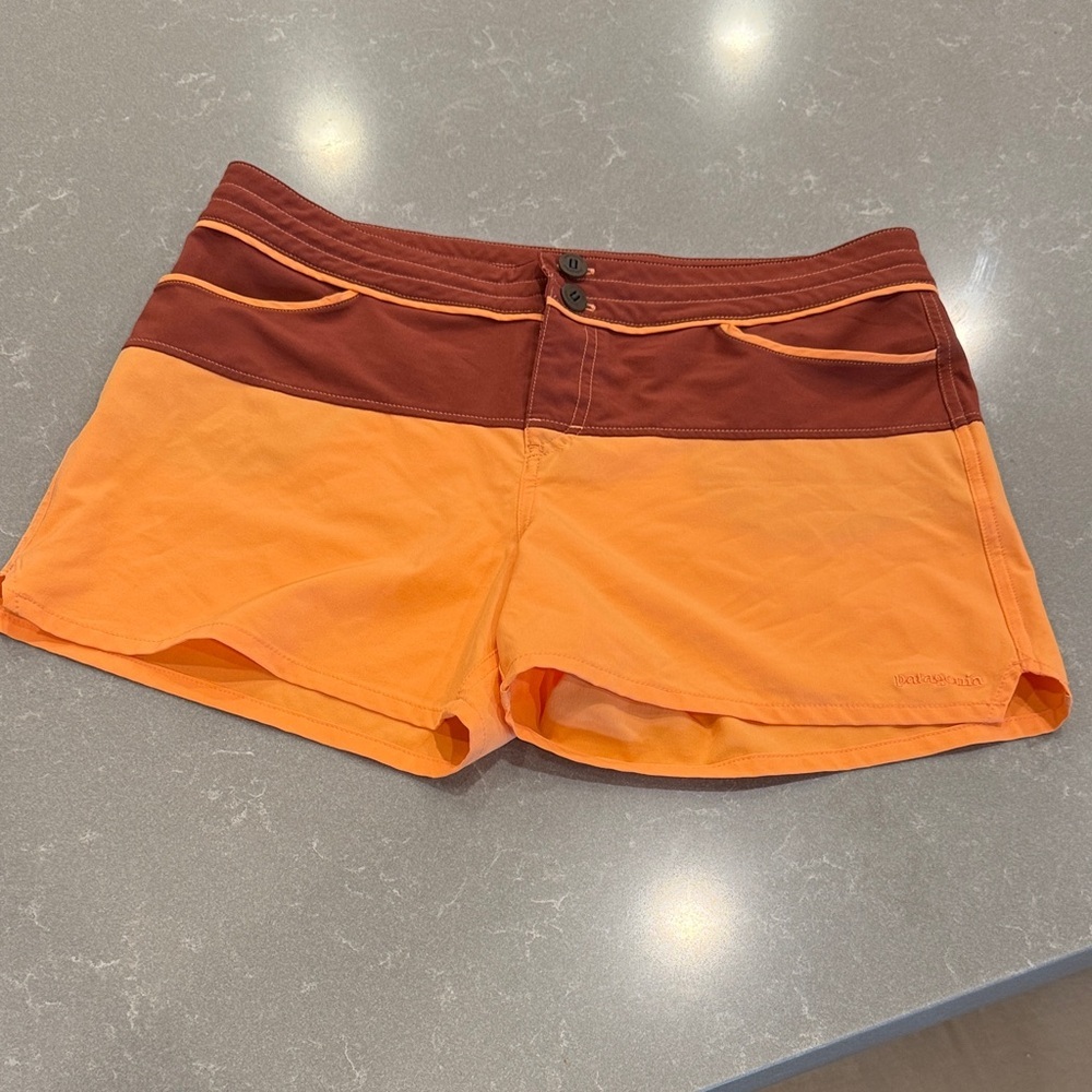 Patagonia Women's Orange and Brown Athletic Swim Shorts